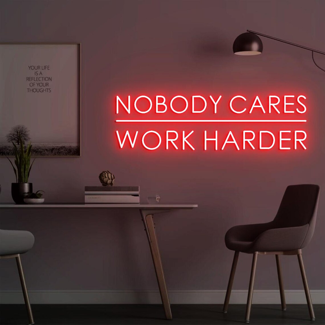 Home Gym Outdoor Ideas - Letreiro Neon 'Nobody Cares Work Harder',