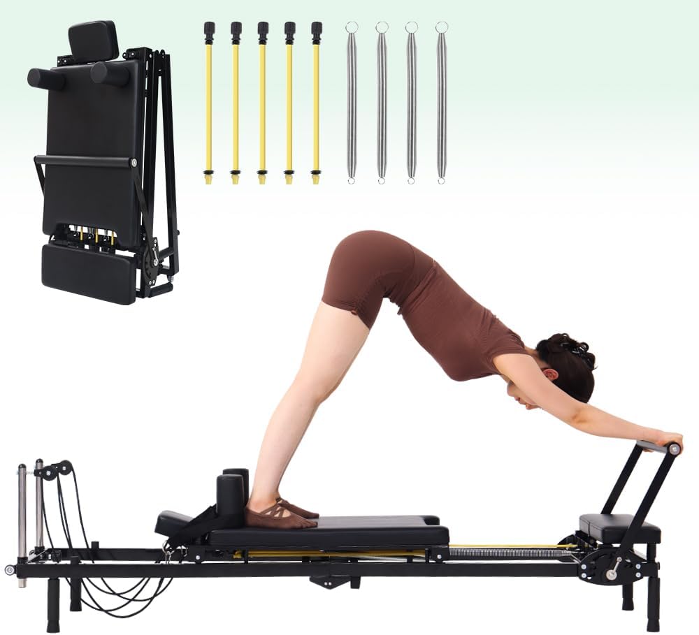 Home Gym Designs - Máquina de Pilates Reformer Dobrável, Resistência