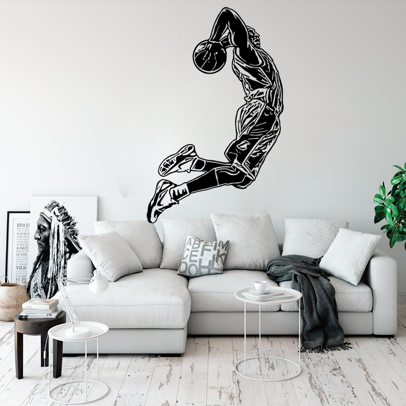 Home Gym Wallpaper - Saltando jogador de basquete decalque da