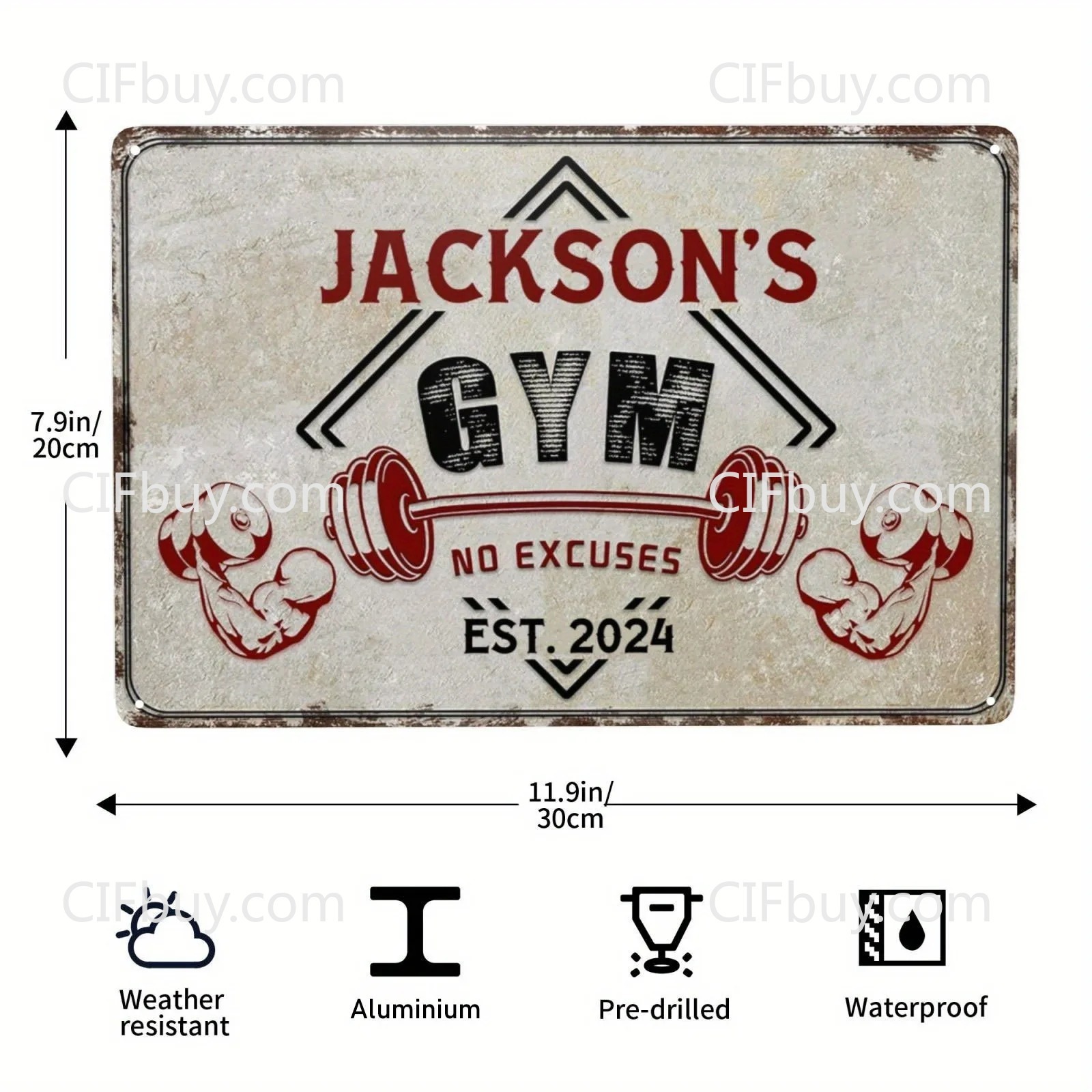 Home Gym Decor - Placa de Metal Vintage Personalizada para