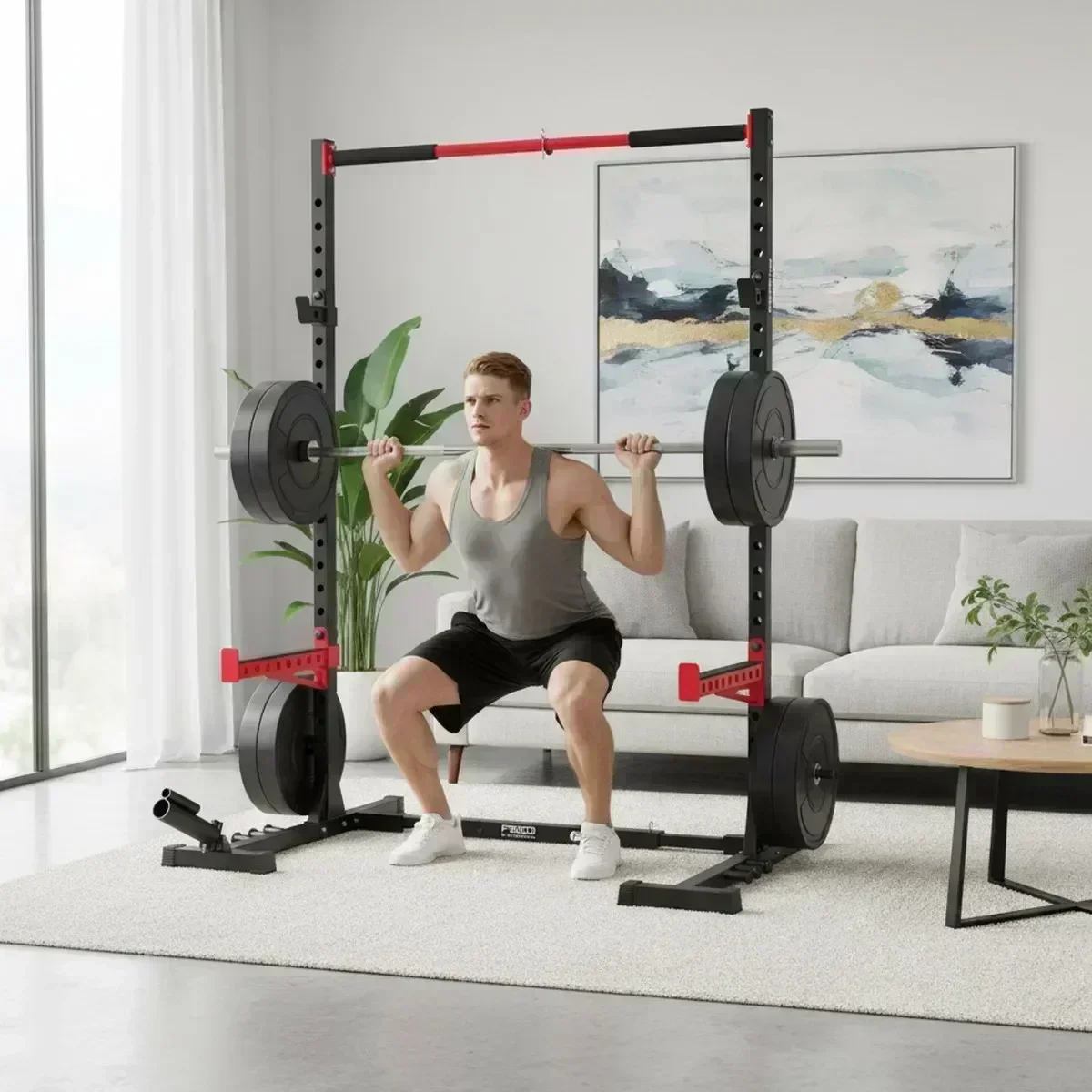 Home Gym Pull Up Bar - Suporte Ajustável para Agachamento em Casa