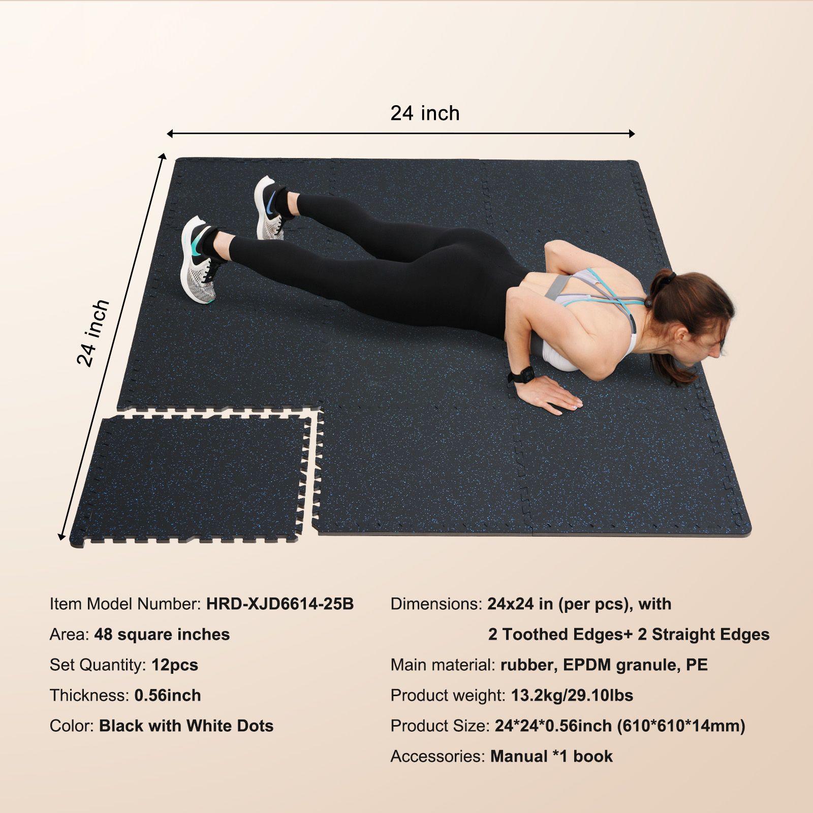 Home Gym Rubber Flooring - Tapetes de ginástica com 0,56 polegadas